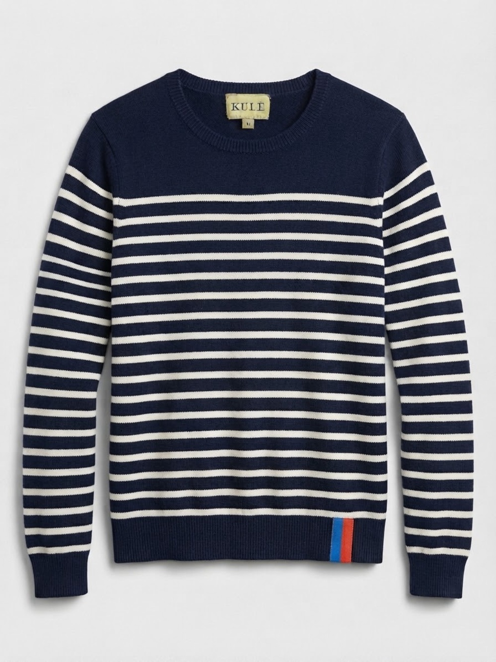 Kule Navy and White Striped 100% Cashmere Sweater
